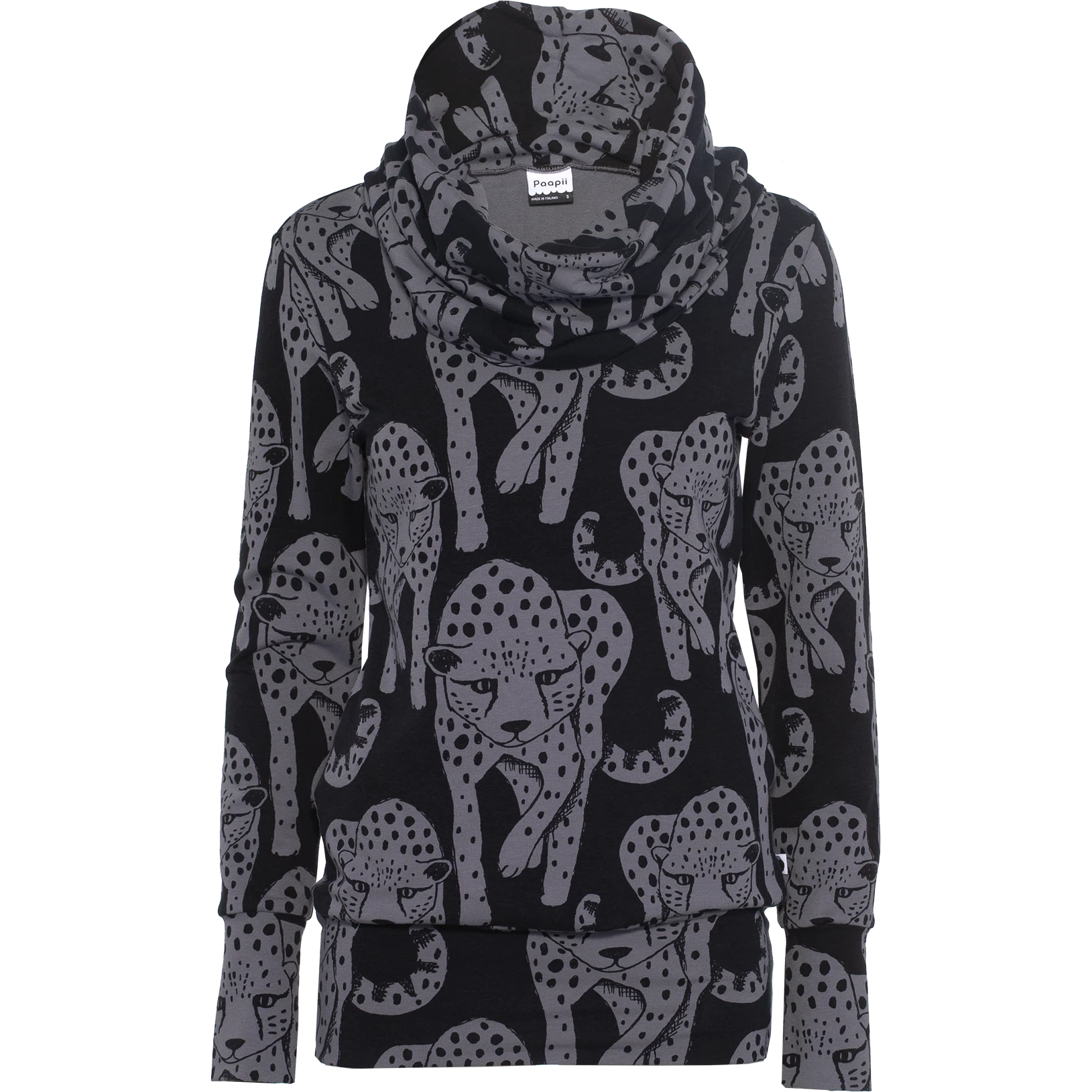 Adult's HALLA Cheetah Hoodie in Dark Grey-PaaPii-centristecnologia