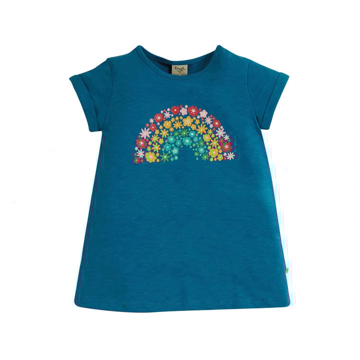 Frugi Emery Printed Top in Loch Blue / Rainbow in 8-9 years-Warehouse Find-centristecnologia