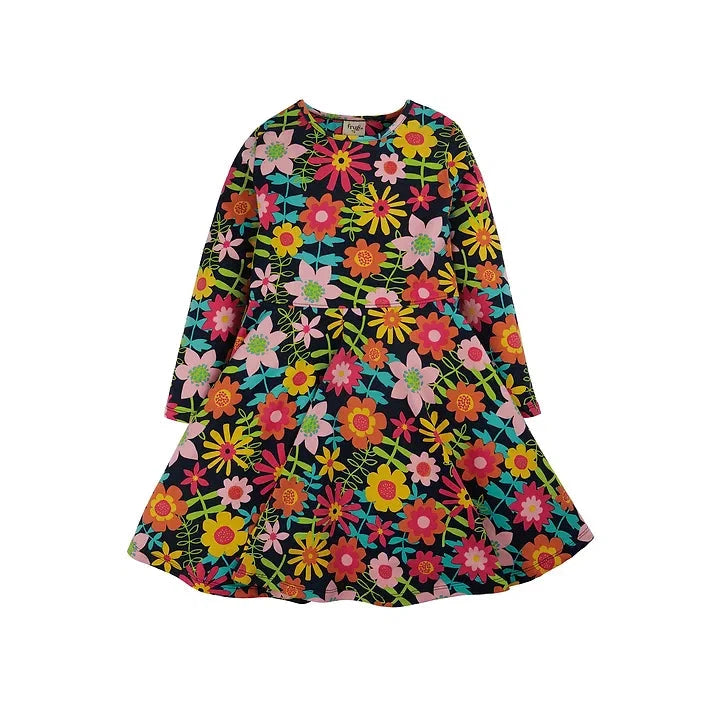 Frugi Sofia Skater Dress in Indigo Dahlia Fields in 2-3 years-Warehouse Find-centristecnologia