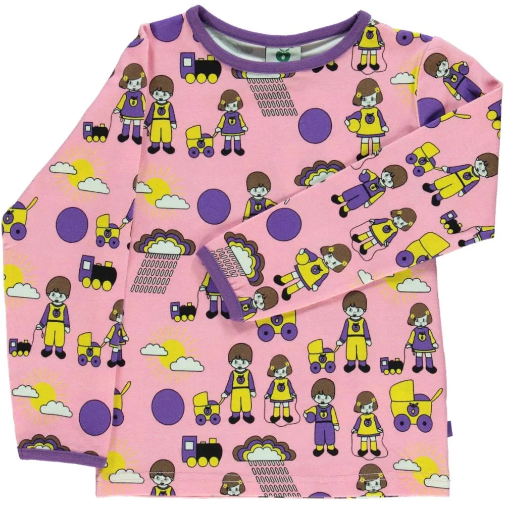 Kids Print Long Sleeve Shirt in Pink - 2 Left Size 2-3 years-Smafolk-centristecnologia