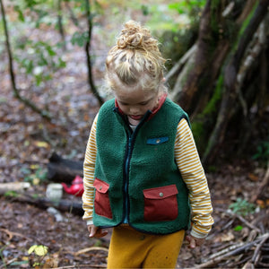 Olive Cozy Zip Up Recycled Fleece Vest-Little Green Radicals-centristecnologia