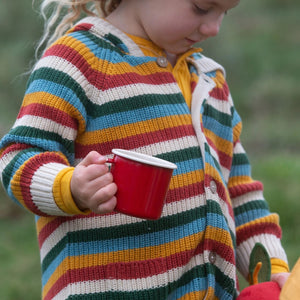 Rainbow Cozy Knitted Hooded Cardigan - 1 Left Size 5-6 years-Little Green Radicals-centristecnologia