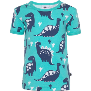 VISA Short Sleeve Shirt - Dinosaur in Turquoise and Blueberry-PaaPii-centristecnologia