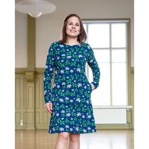 Adult's SINI Dress - Starflower in Blueberry Green-PaaPii-centristecnologia