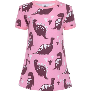 VIOLA Short Sleeve Tunic - Dinosaurs in Light Pink and Beetroot-PaaPii-centristecnologia